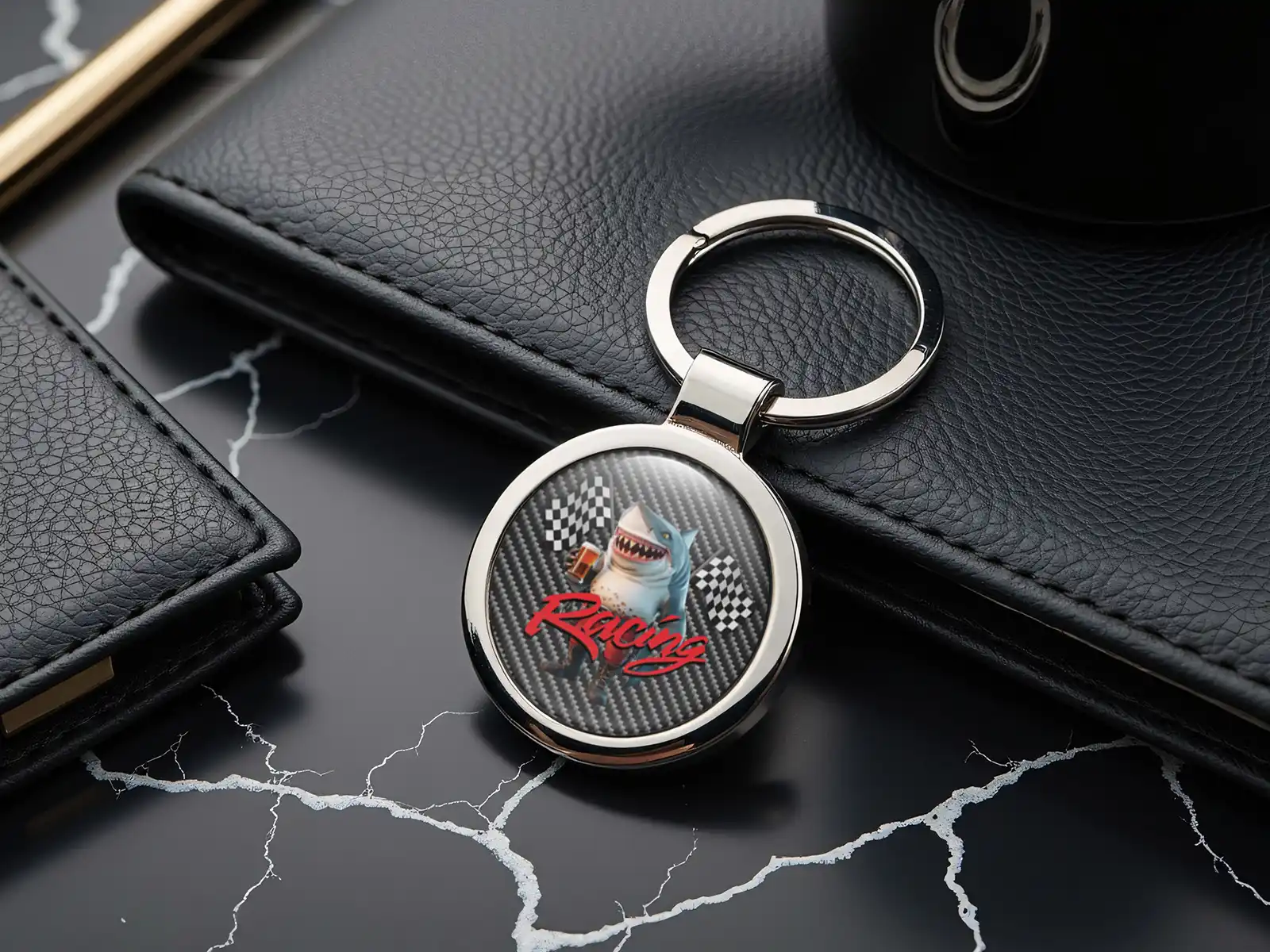 Mens Pet Keyring Tag Metallic Force